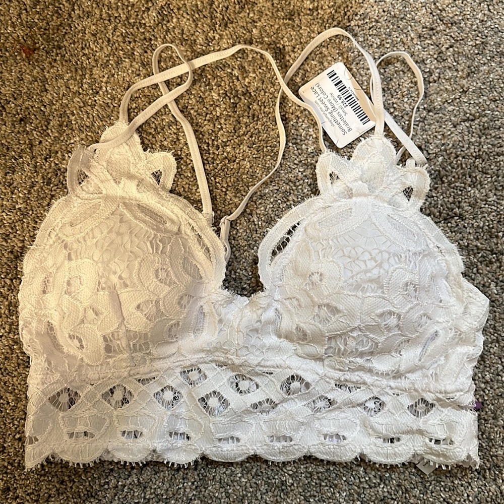 White and black something sweet lace bralettes NWT